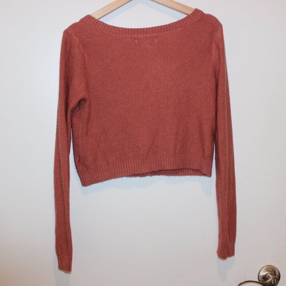 American Eagle V-Neck Button Down Cropped Cardigan Women's Size XS in Rust - Picture 3 of 10